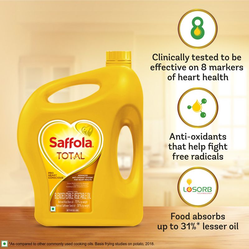 Saffola Total Pro Edible Oil - 5 L  Jar
