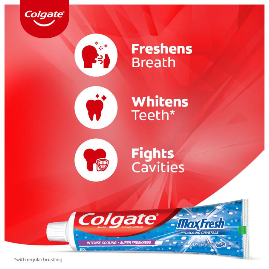 Colgate MaxFresh Peppermint Ice Blue Gel Toothpaste - 150 g