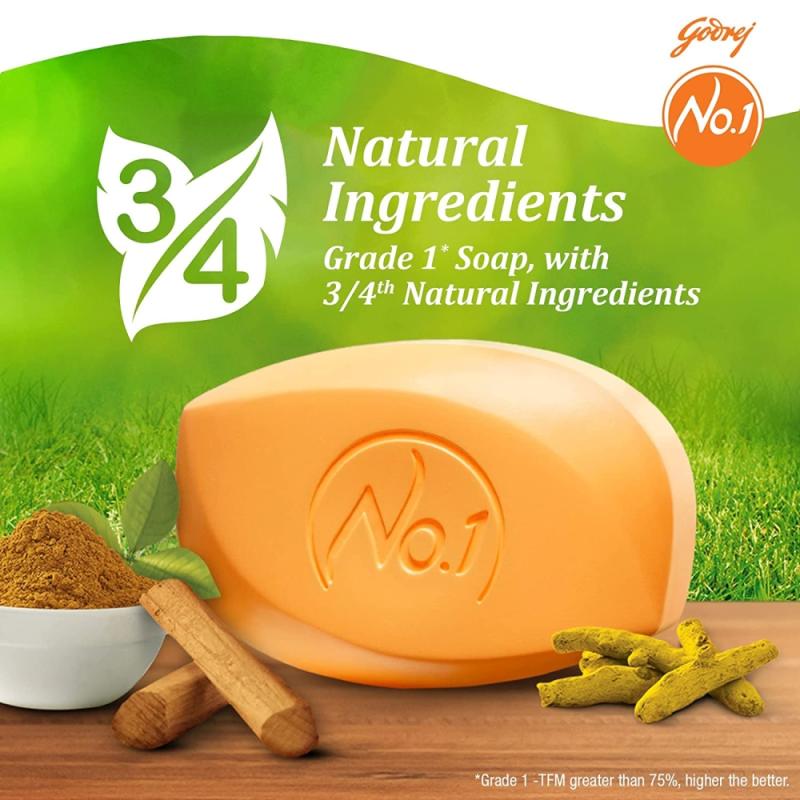 Godrej No.1 Sandal & Turmeric Soap - 5x100 g
