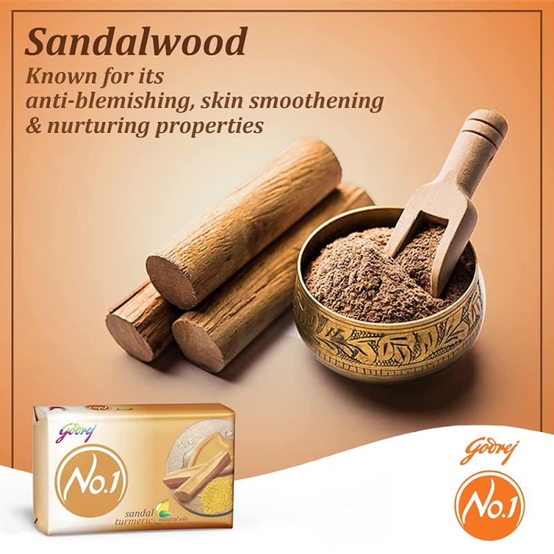 Godrej No.1 Sandal & Turmeric Soap - 5x100 g
