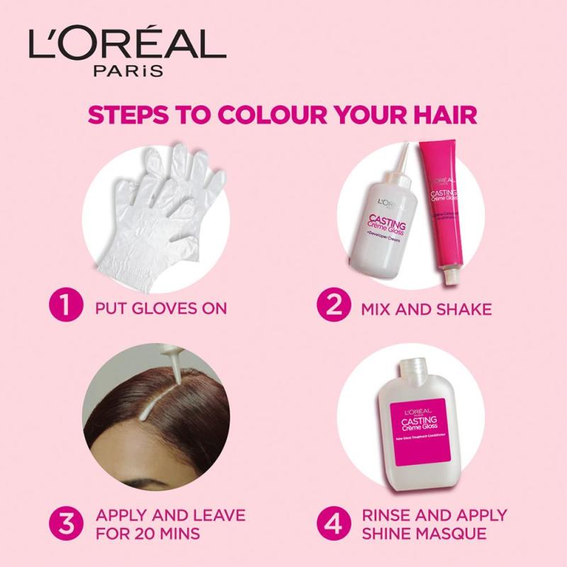Loreal Paris Casting Creme Gloss Hair Colour - (300 Darkest Brown) - 87.5 g + 72 ml