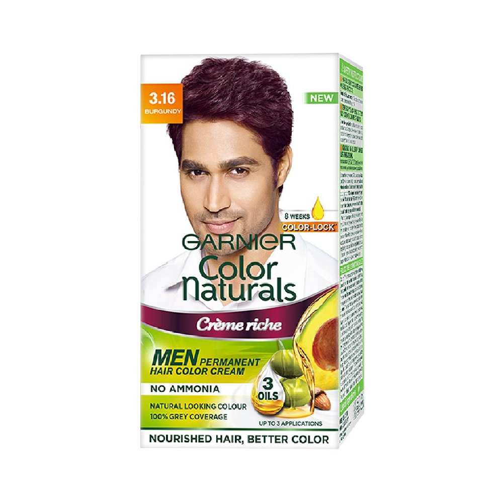 Garnier Men Color Naturals Hair Colour Shade - (3.16 Burgundy) - 30 ml + 30 g