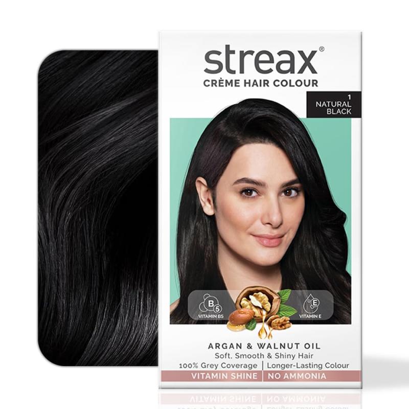 Streax Cream Hair Colour - (1  Natural Black) - 120 ml