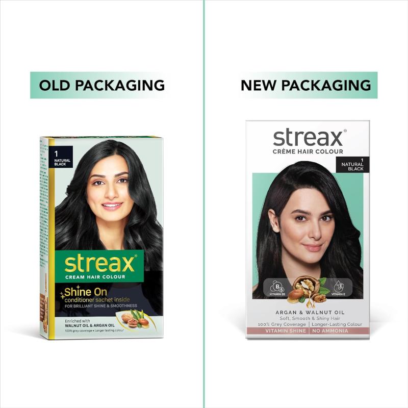 Streax Cream Hair Colour - (1  Natural Black) - 120 ml