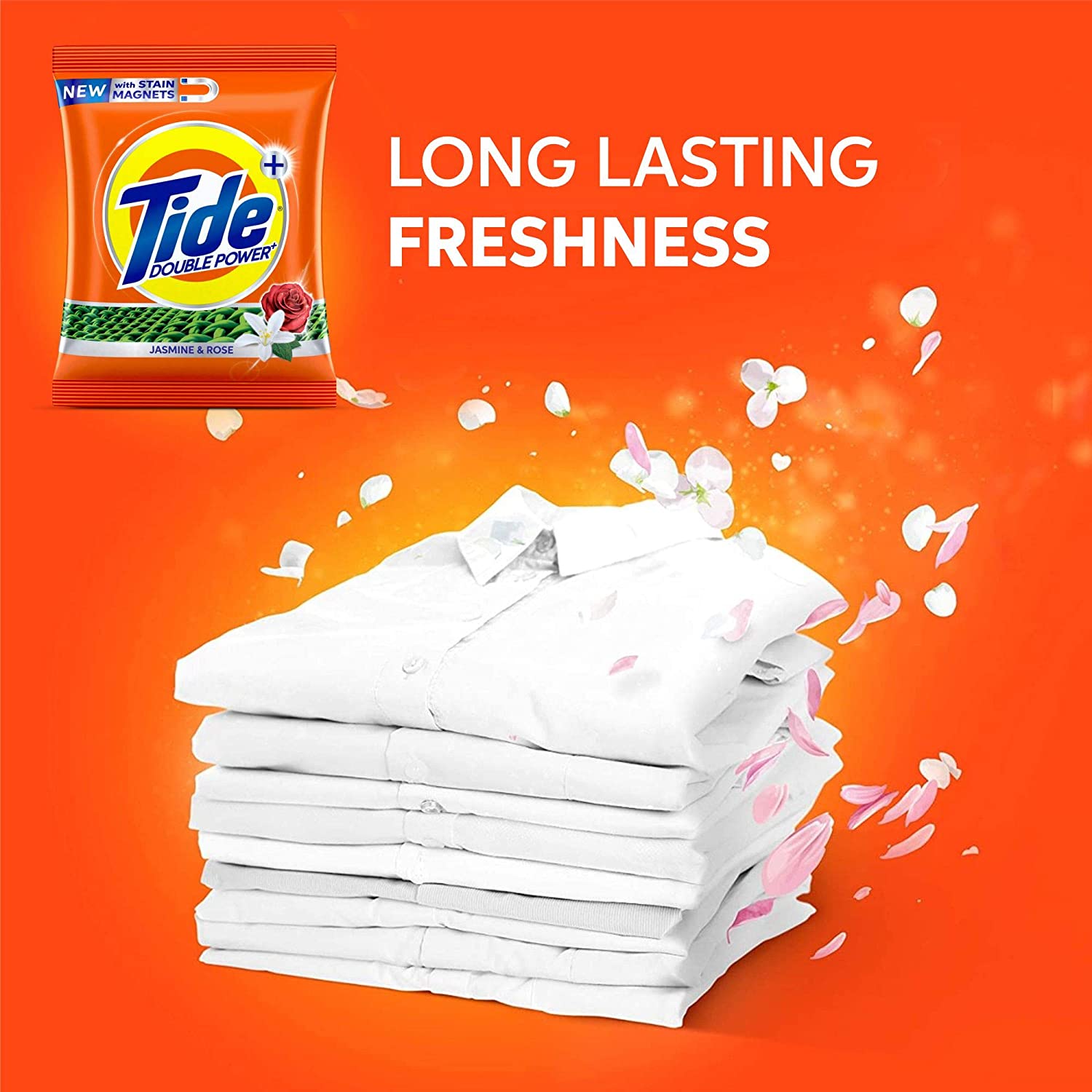 Tide Plus Double Power Detergent Powder-Jasmine & Rose - 500 g