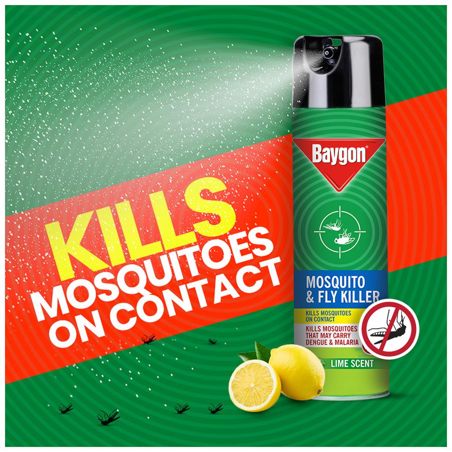 Baygon Mosquito & Fly Killer Spray - Lime Fragrance - 400 ml
