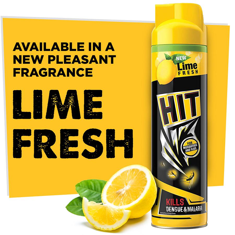 HIT Mosquito & Fly Killer Spray (Yellow) - Lime Fragrance - 400 ml
