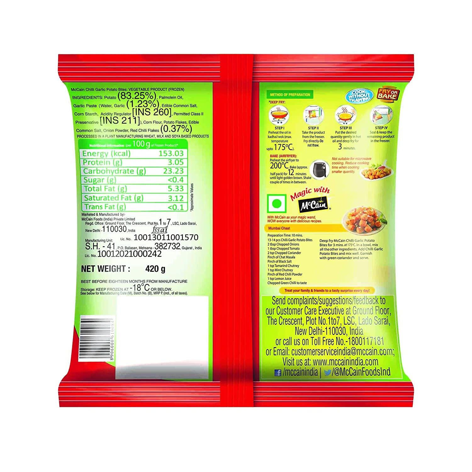 McCain Chilli Garlic Potato Bites - 420 g