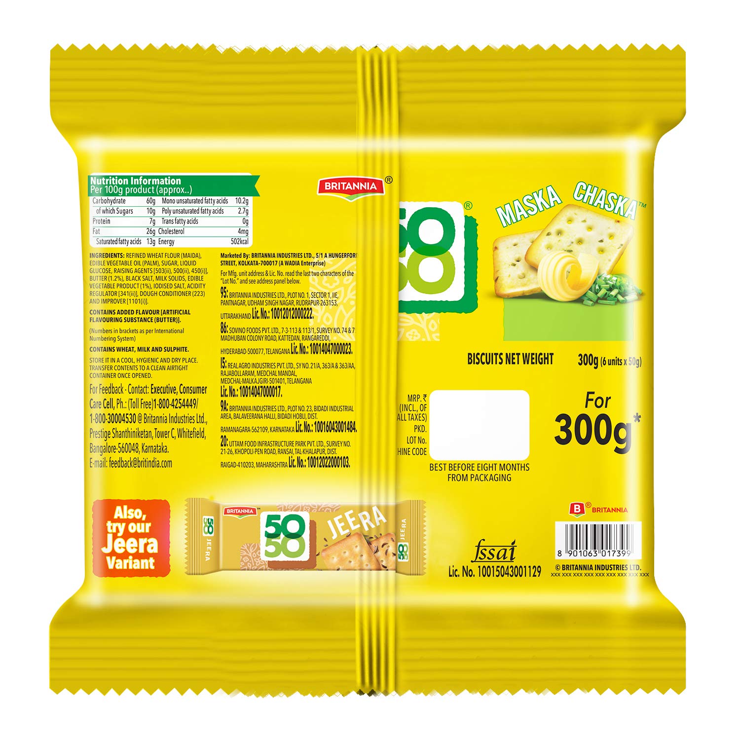 Britannia 50 50 Maska Chaska Biscuit - 300 g