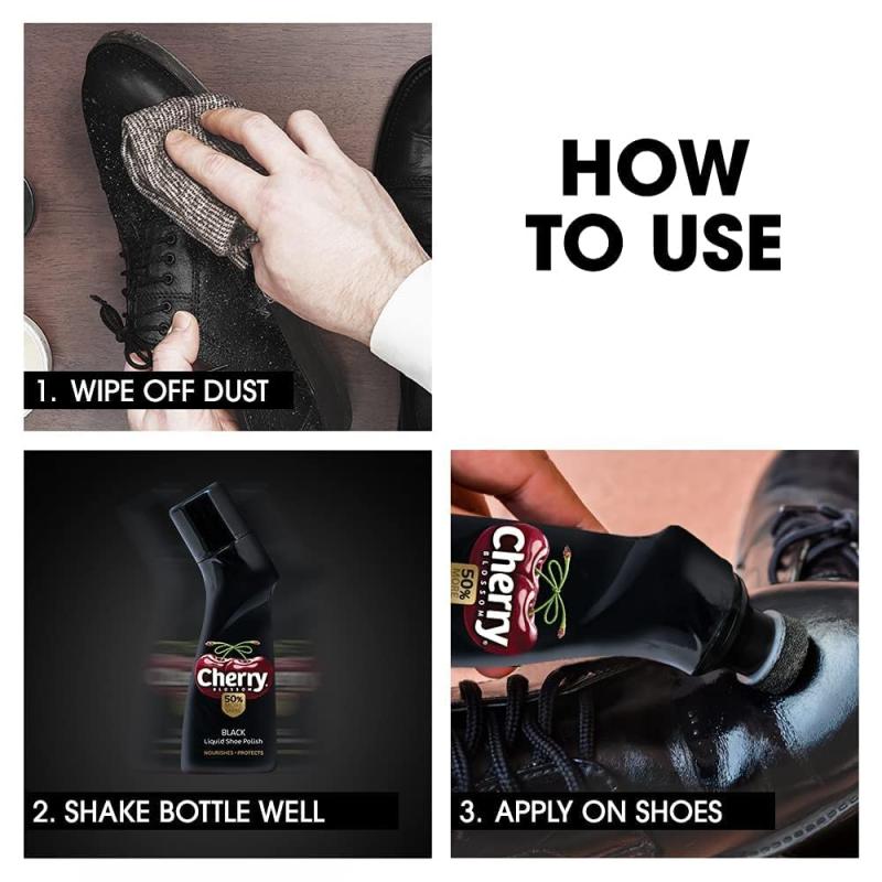 Cherry Blossom Black Liquid Shoe Polish - 75 ml
