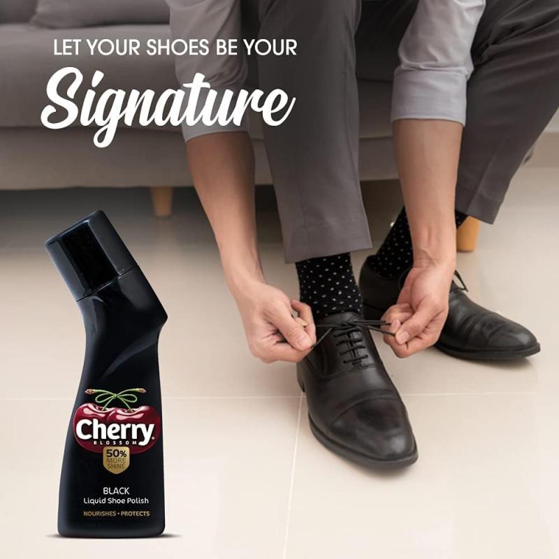 Cherry Blossom Black Liquid Shoe Polish - 75 ml